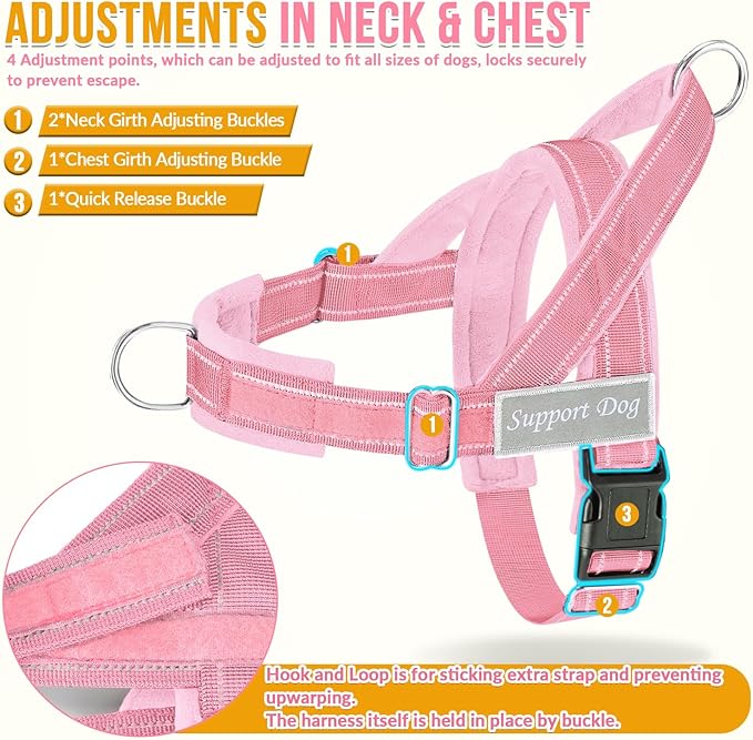 SlowTon No Pull Dog Harness - Heavy Duty Dog Harness and Leash Set for Medium Large Dogs, Reflective Tactical Harness with Soft Padded and Front Clip for Easy Walk and Training (PI, M)