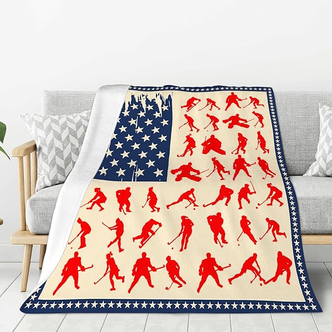 banonaty Hockey Throw Blanket, Cozy Fleece Flannel Plush Bedding Ice Hockey Gifts for Boys Girls Men Women Youth Kids for Couch Sofa Bed Decor 40"X50"