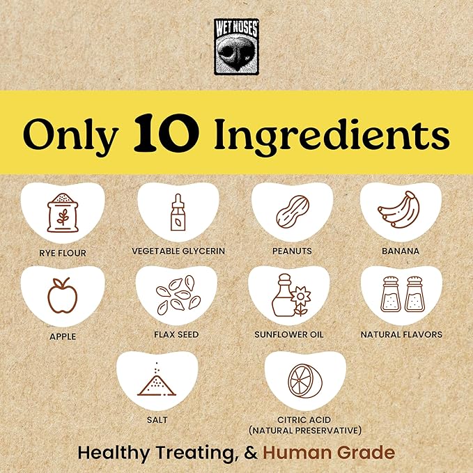 Wet Noses Moments Soft & Chewy Dog Treats – All-Natural, Human-Grade, Non-GMO, Healthy Training & Delicious Snacks for Dogs, for All Dog Sizes & Breeds – Peanut Butter & Banana, 10oz (Single Pack)