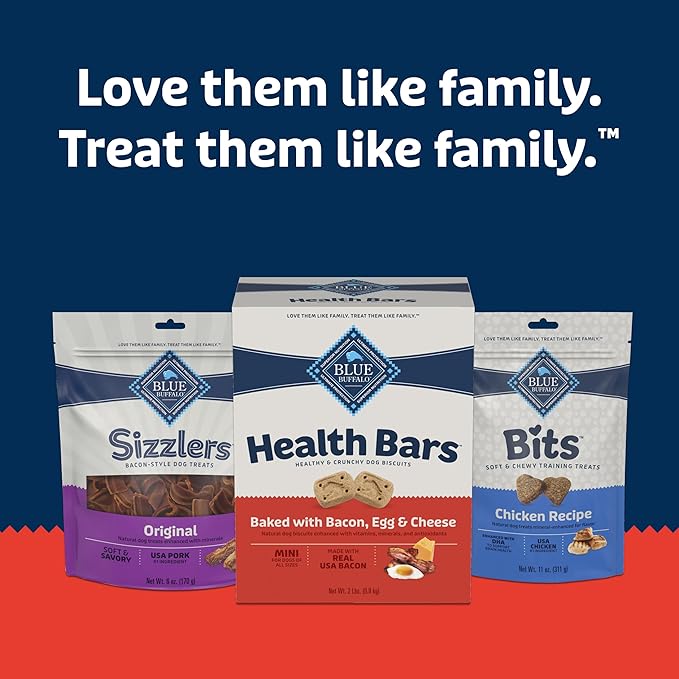 Blue Buffalo Health Bars Mini Crunchy Dog Biscuits, Oven-Baked with Natural Ingredients, Bacon, Egg & Cheese, 32-oz Bag (Pack of 2)