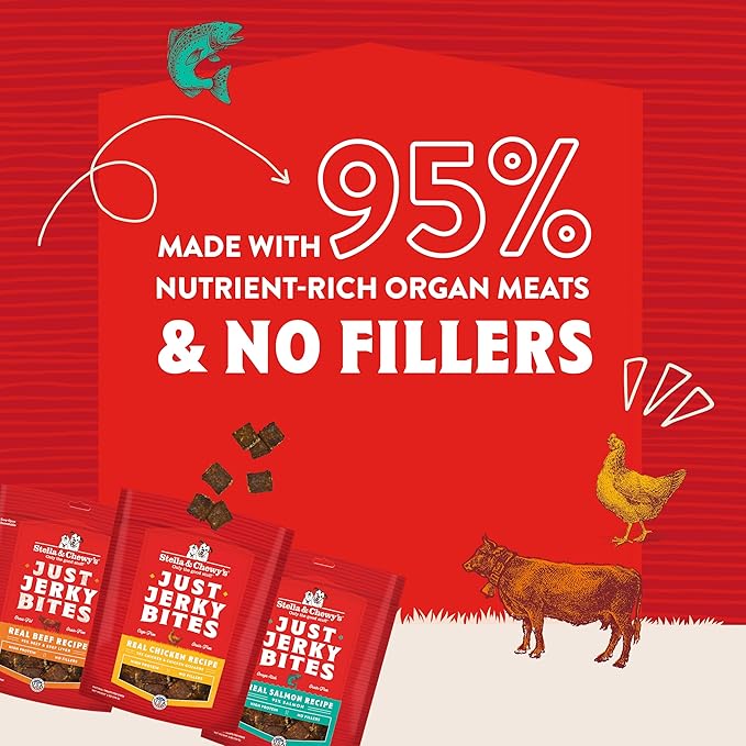 Stella & Chewy's Premium Chicken Jerky Dog Treats - 95% Real Meat Bites for Sensitive Stomachs - Natural Limited Ingredient Treats for Small and Large Dogs - No Grain, Wheat or Soy - 6 oz Bag