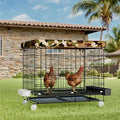 STILLCOVE Small Chicken Cage Outside: Wire Small Animal Cage with Wheels & Waterproof Cover for Guinea Pig Rabbit Bunny Ferret Hamster Dog Cat Duck Bird