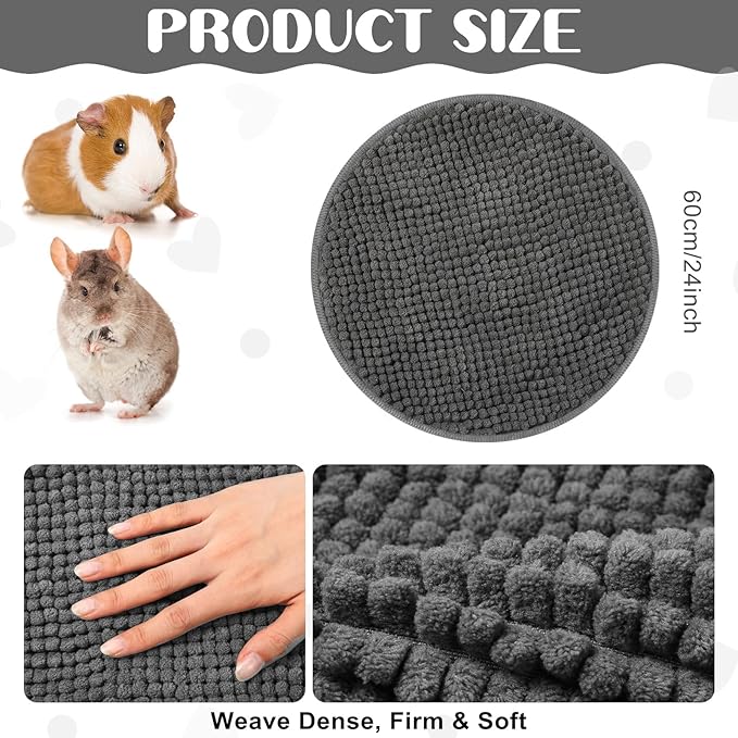 Amylove 4 Pcs Guinea Pig Cage Liner Washable Fleece Pee Pads Pet Dog Cat Bedding Training Mat for Small Animal Guinea Pig Puppy Bunny Hamster(Diameter 12 Inch,Round,Dark Gray)