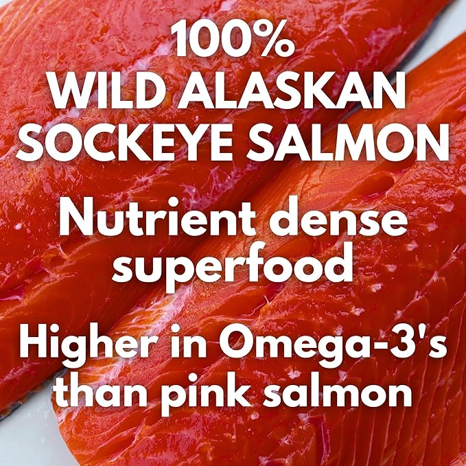 Freeze Dried Sockeye Salmon Pet Treats for Dogs & Cats, Human Grade, Fisherman Direct, Premium Wild Caught Alaskan, Single Ingredient, Omega 3, Natural Healthy Dog Training Treats, Made in USA, 3 Pack