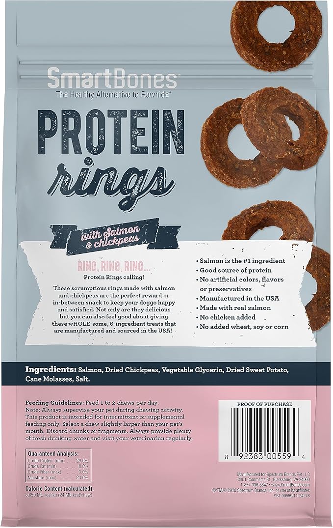 SmartBones Protein Rings with Real Salmon and Chickpeas, 10.5 OZ