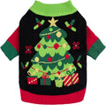 Fitwarm Christmas Tree Dog Sweater, Thermal Dog Winter Clothes for Small Dogs Boy Girl, Cozy Dog Christmas Outfit, Doggy Pullover Jumper, Holiday Pet Apparel, Black, Red, Green, Yellow, XL