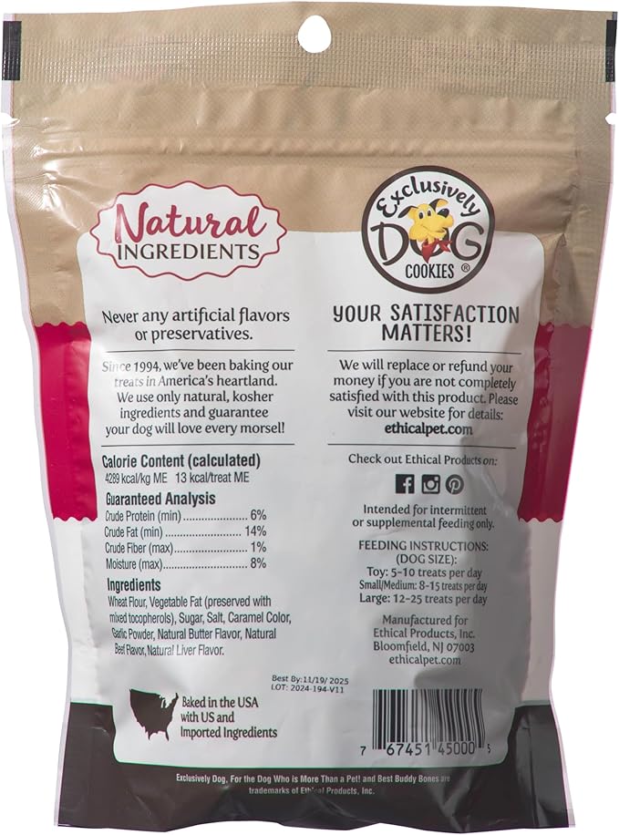 Exclusively Dog Best Buddy Bones Training Treats for Dogs and Puppies - All Natural, Baked in The USA, Ideal for Training & Agility, No Animal Byproducts - Beef & Liver Flavor, 5.5oz Resealable Bag