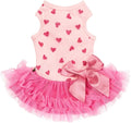 Fitwarm Sparkly Heart Dog Tutu Dress, Birthday Clothes for Small Dogs Girl, Pet Outfit, Light Pink, Hot Pink, Medium
