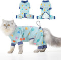 Sticky Hair Cat Clothes, Anti-Shedding Cat Pajamas, Post-Surgery Recovery Onesie, Soft Breathable, Prevents Licking & Scratching Wounds, Warm Cats Sweater, Sphynx Cats Clothing- Blue L