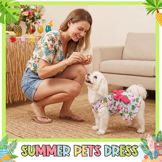 Abbylike 3 Pcs Seasonal Dog Outfits Easter Summer 4th of July Pet Costume Cotton Holiday Puppy Dress Lightweight Pet Apparel with Bowknot for Large Medium Dog Clothing, Large