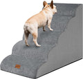 GoGoBunny Ramp Dog Stairs for High Beds 24.4" H, 5-Step Extra Wide Dog Slope Stairs with Durable Waterproof Fabric Cover, Pet Steps for Old Large Dogs Climbing, Non-Slip Sturdy Indoor Step, Grey