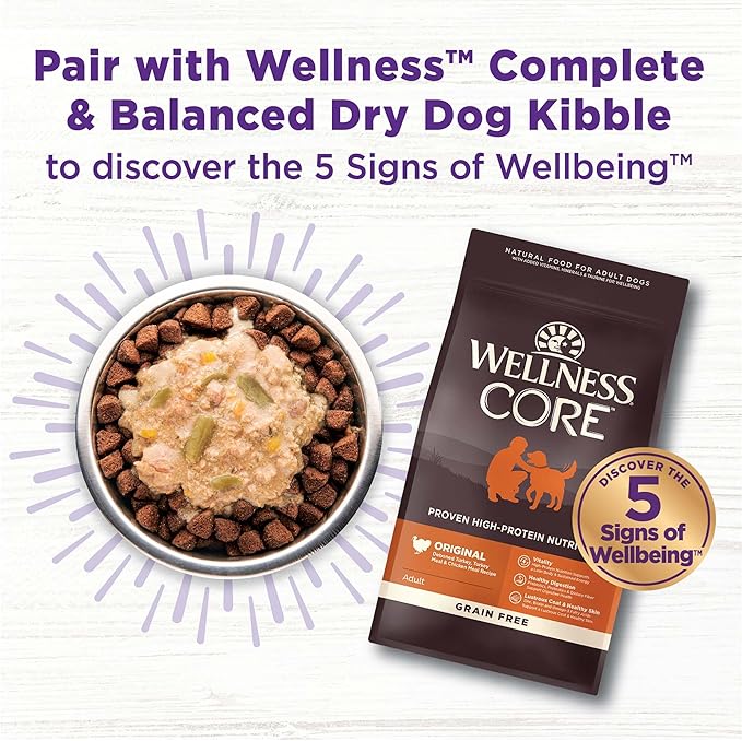 Wellness Bowl Boosters Hearty Toppers, Wet Dog Food Topper for Small, Medium, & Large Breeds, Grain Free, Natural, Turkey & Sweet Potatoes in Broth, 5.5 Ounce Pouch (Pack of 12)