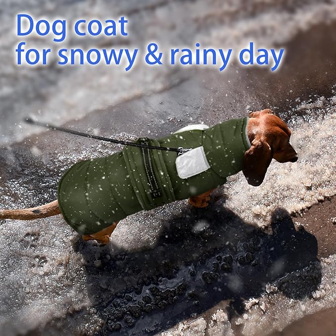 MIGOHI Comfortable Large Dog Coat - Waterproof Dog Coat with Reflective Strips,Windproof XXL Dogs Jacket with Warm Turtleneck, Snow Coats for Large Dogs,Labrador Golden Retriever,2XL,ArmyGreen
