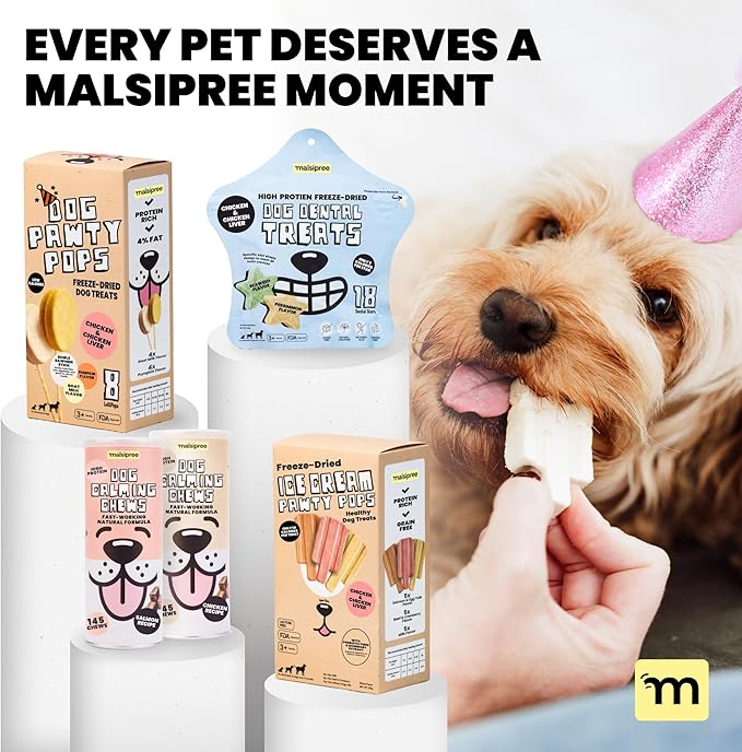 MalsiPree Dog Birthday Treats - Puppy Adoption Gifts & Puppy Training Supplies - Fun Dog Lollipops & Healthy Pet Ice Cream Alternative - Cute Accessories & Photo Props - 8 Pack