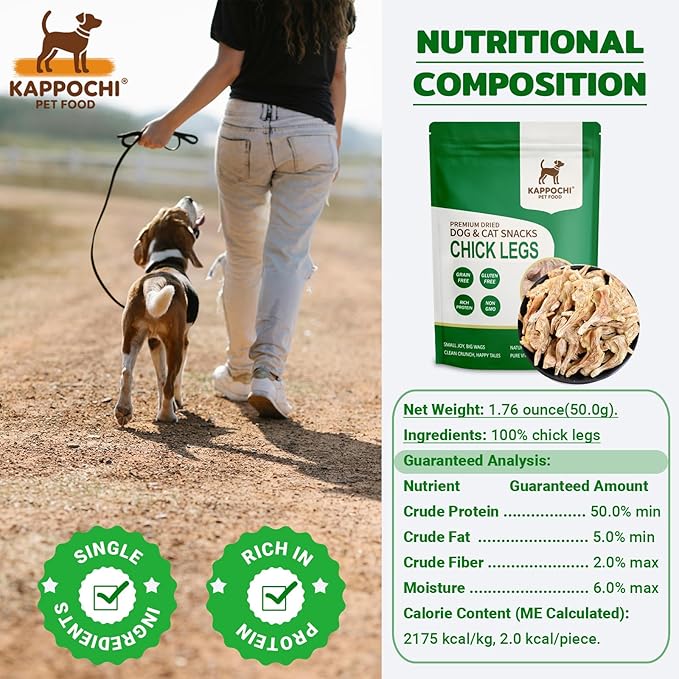 Freeze Dried Chicken Legs Treats for Dog, 1.76oz(50.0g), Small Size Chick Legs, Dogs & Cats Chew Snacks, Single Ingredient Training Treats, Natural & Raw, No Additives, Grain Free, Gluten Free