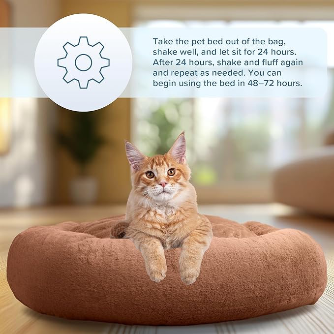 PETMAKER Dog Bed - Donut Pet Bed for Medium Dogs - Dog Bed with Removable Washable Cover and Anti-Slip Bottom - Puppy Essentials (Beige)