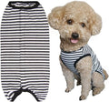 Dog’s Recovery Suit Post Surgery Shirt for Puppy, Wound Protective Clothes for Little Animals(Black White Stripe-XXS)