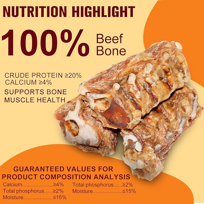 Beef Dog Chew Backbone Sticks Single Ingredient, Crispy Texture, Long-Lasting for Pet Chewing, Complete and Balanced Meal or Topper (S, Bacon)