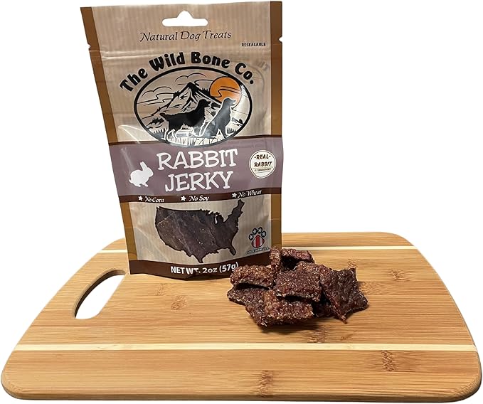 Wild Bone Company Rabbit Jerky Natural Dog Treats, 2.25 Ounces, Made in The USA