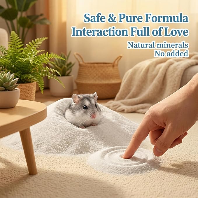 Sukh 47OZ Hamster Sand Bath - Fine Desert Sand Hamster Bedding Reptile Silica Sand Gerbil Hideout for Hamster Chinchillas Gerbil Syrian Mice Small Animals Small Pets