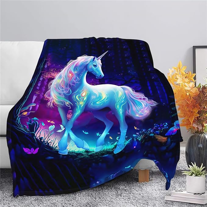 Unicorn Blanket Unicorn Throw Blanket Gifts for Girls Women Kids Adults Super Soft Cozy Plush Fluffy Fuzzy Fleece Blanket Home Decor 50''X60''