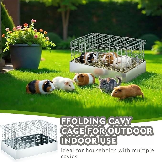 DoubleFill 14 x 8 x 8 Inch 1 Hole Folding Guinea Pig Carrier Chinchilla Carrier Portable Hamster Travel Cage with Tray Handle for Rabbit Chick Bird Small Animal Transport Temporary Housing Pet Habitat