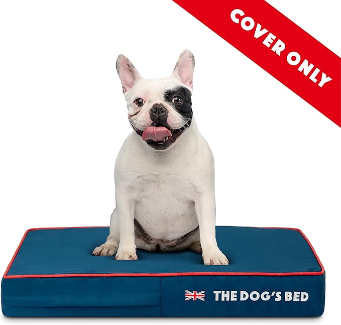 The Dog’s Bed Replacement Outer Cover, Oxford Fabric, Blue with Red Trim & UK Flag, Small, 4-Inch