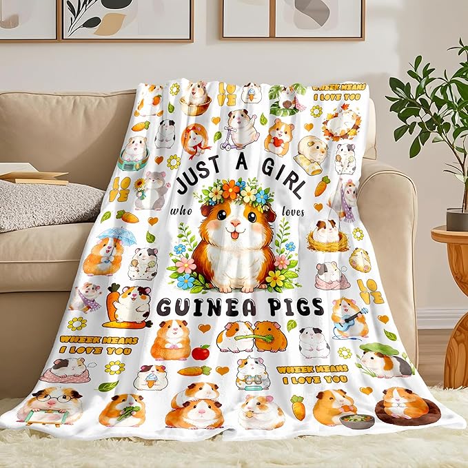 Guinea Pig Blanket Gifts for Girls Women Guinea Pig Throw Blanket Birthday Stuff Gifts Bedding Decor for Kids Adults 50"x40"