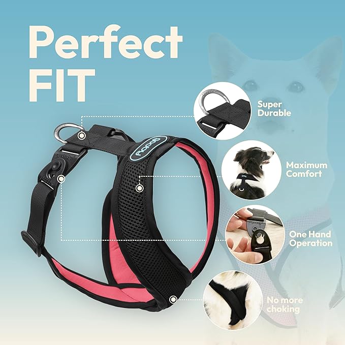 Gooby Comfort X Harness Dual Snap Mesh in Dog Harness - Dark Pink, Small
