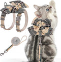 PAWCHIE Cat Harness and Leash Set Escape Proof with Bow Knot, Adjustable Kitten Vest Harness for Outdoor Indoor Use,Lightweight Soft Walking Travel Pet Harness for Medium Cats Boys Girls Puppy,Beige