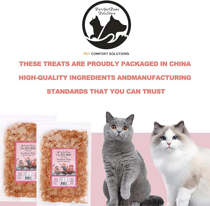 Purrfect Paws Premium Dried Bonito Flakes: Delicious Treats for Dogs & Cats - All-Natural and High in Protein - 4oz Bag