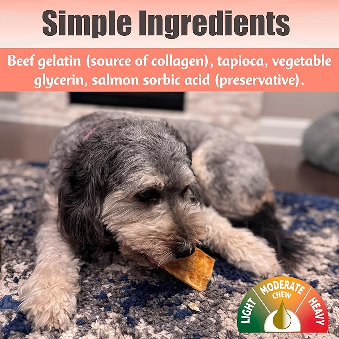 Fieldcrest Farms Nothin’ to Hide Flip Chips – Collagen-Based Rawhide Alternative Dog Chews for Moderate Chewers Up to 35 lbs, Highly Digestible, Supports Joints & Skin, Fresh Salmon Flavor, 8 Chips