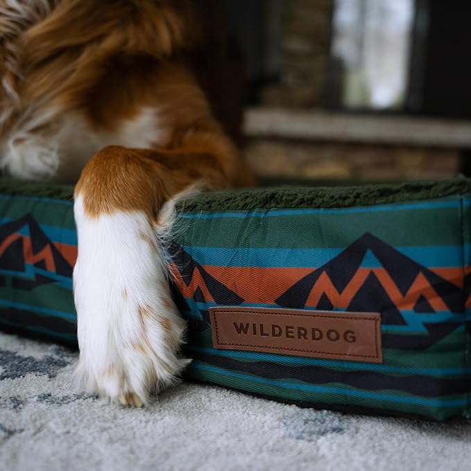 Wilderdog Orthopedic Memory Foam Dog Bed for Weightless, Full-Body Relaxation Featuring 2-Layer Premium Foam Core with Washable Sherpa Fleece Cover and Waterproof Liner and Textured Non-Slip Bottom