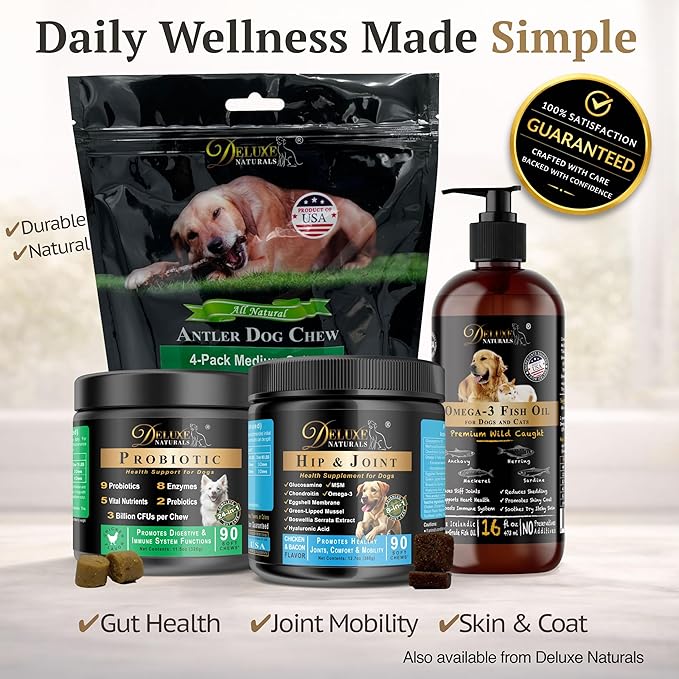 Hip and Joint Soft Chews for Dogs – 360 Count (Pack of 4 x 90) – Joint Supplement with Glucosamine, MSM, Chondroitin, Omega-3 – Large Value Pack – Chicken & Bacon Flavor
