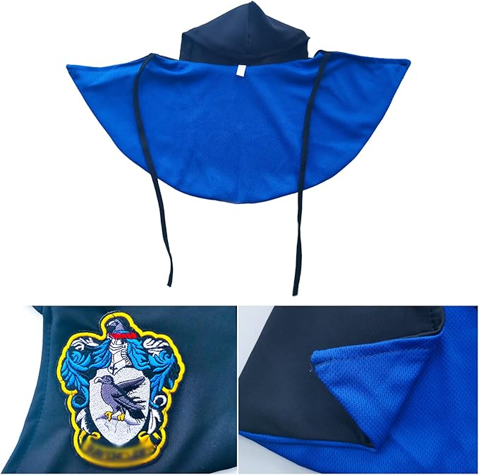 Cat Costumes Halloween 3 Piece Set with Glasses and Neckties, Cat Dog Cosplay Costume Set, Perfect for Party and Gifts for Cat Dog (Blue, Large)