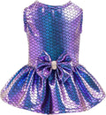 CuteBone Dog Dress Mermaid Girl Puppy Bling Skirt Cat Outfit Small Dogs Costume Pet Clothes for Holiday Beach DD10L