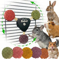Aluminum Rotating Chew Toy with 4-Flavor Timothy Hay Cakes | Pet Dental Health Toy | Cage Hanging Toy for Rabbits, Guinea Pigs, Hamsters, Chinchillas (Black)