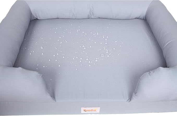 Qpets Memory Foam Dog Bed, Ultimate Dog Lounge, Waterproof, Washable Cover, Skin Contact Safe (Small)