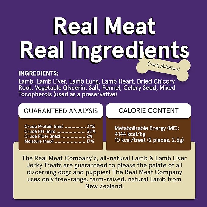 TRMC Real Meat Dog Treats - 12oz Bag of Bite-Sized Air-Dried Lamb & Liver Jerky for Dogs - Grain-Free Jerky Dog Treats Made up of 95% Free-Range, Grass Fed Lamb - All-Natural Dog Treats