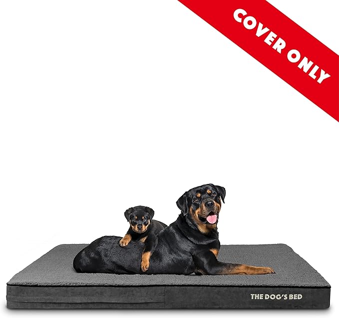 The Dog’s Bed Replacement Outer Cover, Plush Fabric, Grey, XXL, 4-Inch