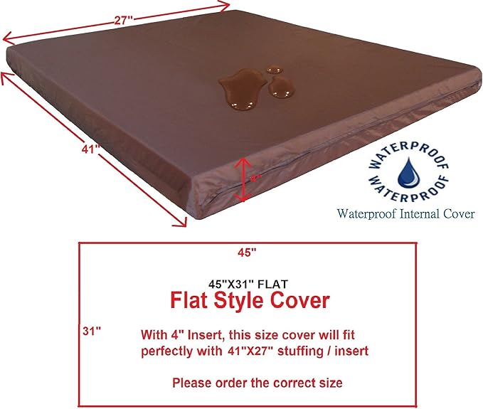 Dogbed4less 2 Pack Internal Duvet Case Waterproof Zipper Dog Bed Cover for Large 41"x27"X4" Memory Foam Pad Pet Bed - 45"X31" Flat