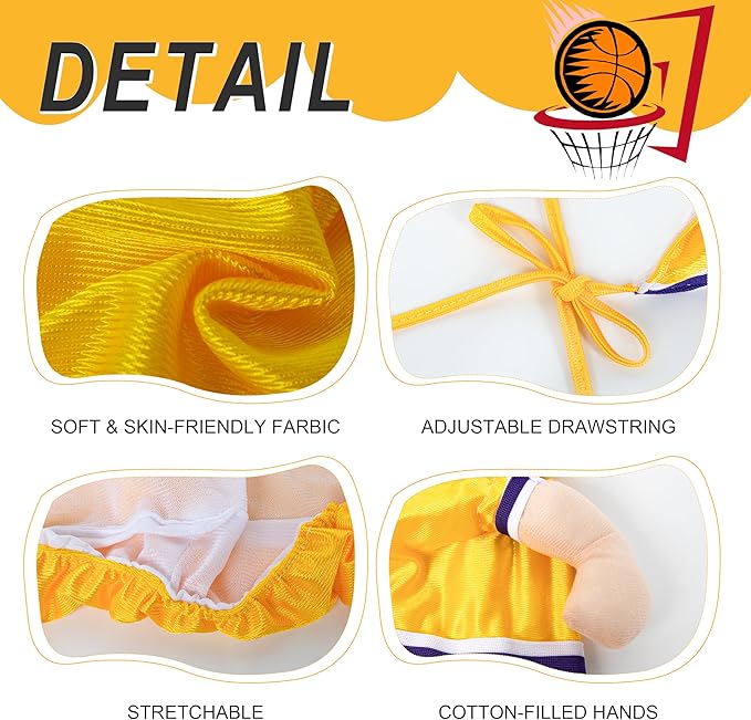 DELIFUR Dog Basketball Player Costume - Pet Halloween Costume Adjustable Funny Dress Up Sports Outfit Cosplay Clothes for Small Medium Dog (Yellow Basketball, Small)