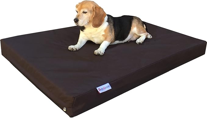 Dogbed4less Ultimate Memory Foam Dog Bed, Orthopedic Joint Relief for Small Medium to Extra Large Dogs with Waterproof Liner and Durable Machine Washable Pet Bed Cover, Ballistic in Brown, Large 37x27