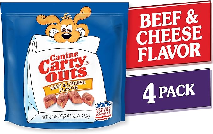 Canine Carry Outs Bacon & Cheese Flavor Dog Treats, 47 Ounce Bag (Pack of 4)