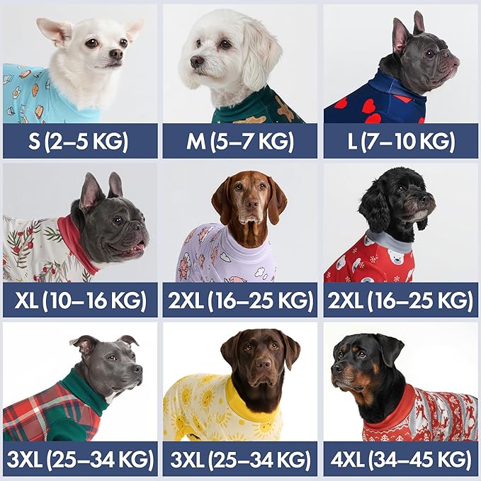 Spark Paws Dog Christmas Pajama, Dog Recovery Suit Male, Onesie, Ultra-Soft and 4-Way Stretch, for Small Medium and Large Breeds - Winter Wonderland - 2XL