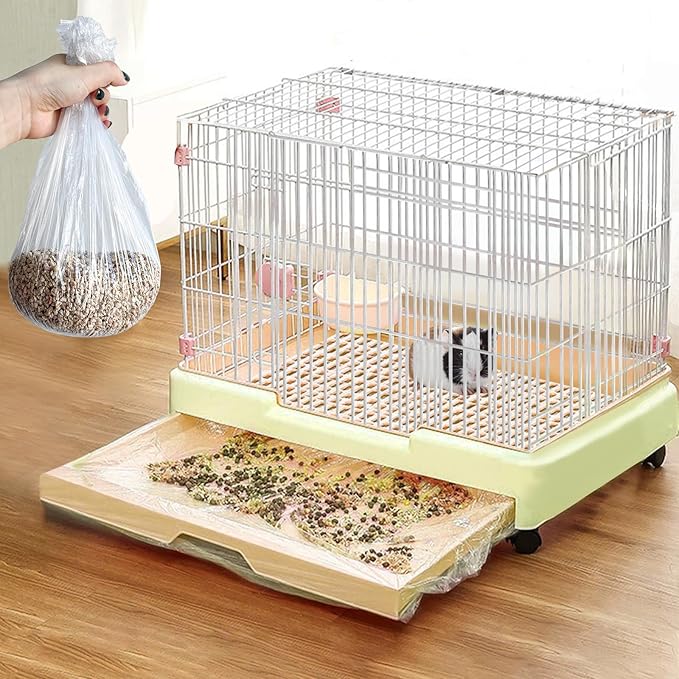 upcessory Disposable 50 pcs Small Animal Cage Liners, Rabbit Tray Film Liner Bunny Litter Pan Bags Guinea Pig Cage Toilet Plastic Film for Bird Hamster Chinchilla Hedgehog