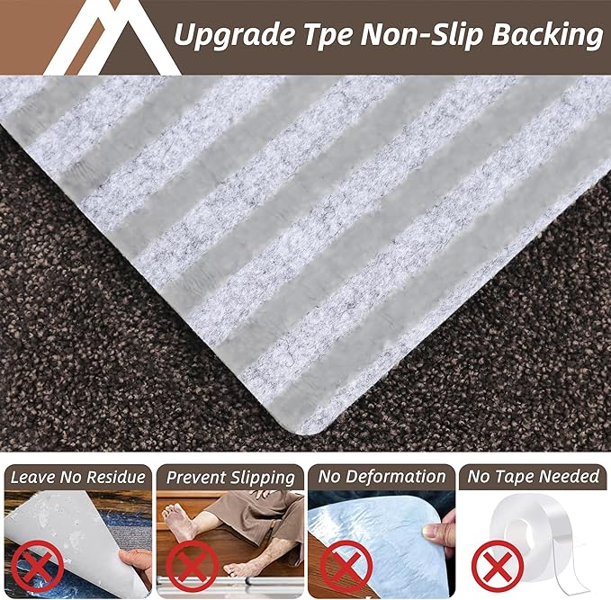 COSY HOMEER Stair Treads Non-Slip Carpet Mat 28inX9in Indoor Stair Runners for Wooden Steps, Stair Rugs for Kids and Dogs, 100% Polyester TPE Backing 7pcs,Brown,Protect Floor
