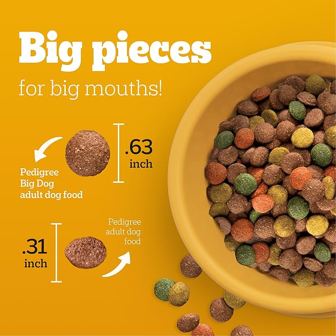 Pedigree Large Breed Dry Dog Food for Large Dogs, Roasted Chicken, Rice and Vegetable Flavor, 36 lb. Bag