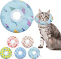 Seyezo Cat Cone Collar Soft, Spay Soft Cones to Stop Licking, Cat Neck Donut Pillow After Surgery, Spay Cones for Kittens, Soft Recovery Cone for Cats, Elizabethan Kitten Cones (Blue Fish, Medium)