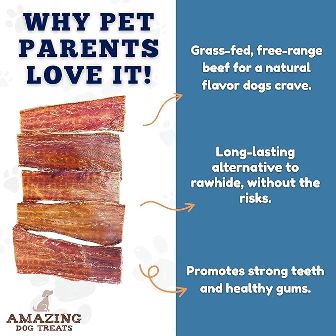 Amazing Dog Treats - Beef Esophagus Jerky for Dogs (5-6 Inch - 50 Pc/Pack) - Gullet Dog Chews